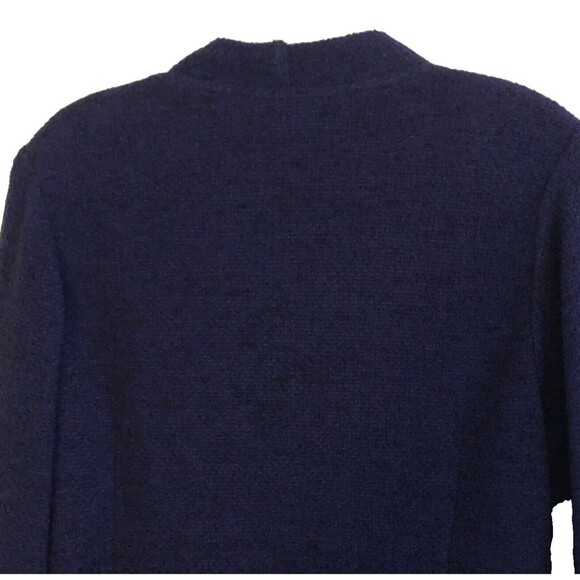 VTG Stizzoli Wool Long Cardigan Womens 18 Navy Boucle Knit Sweater Jacket Italy - Picture 6 of 14